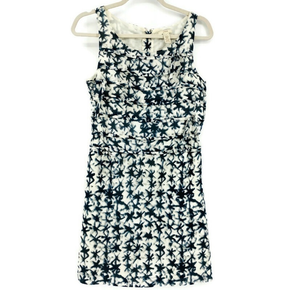 J. Crew Blue Star Print Silk Cotton Blend Layered Midi Dress - Women's Size 4